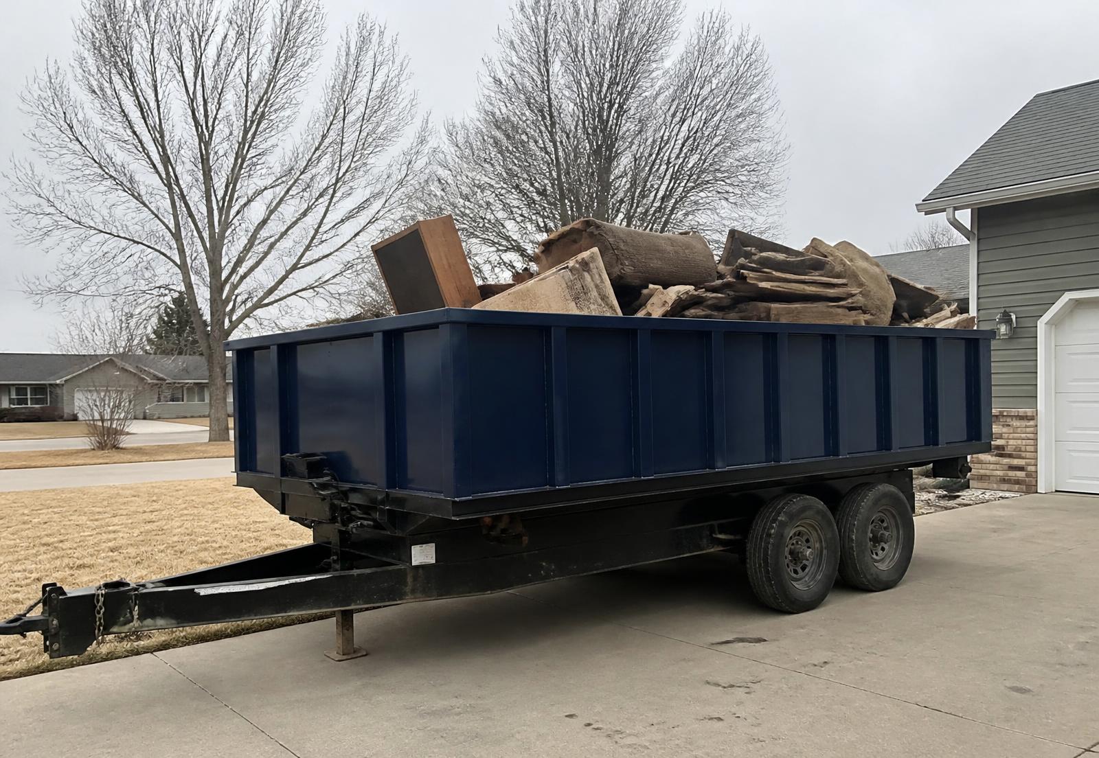 Dump trailer parked and ready for a cleanup job
